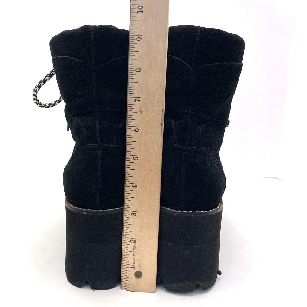 Jeffrey Campbell Platform Hiking Boots Black Suede Leather Womens 11 Lace Up